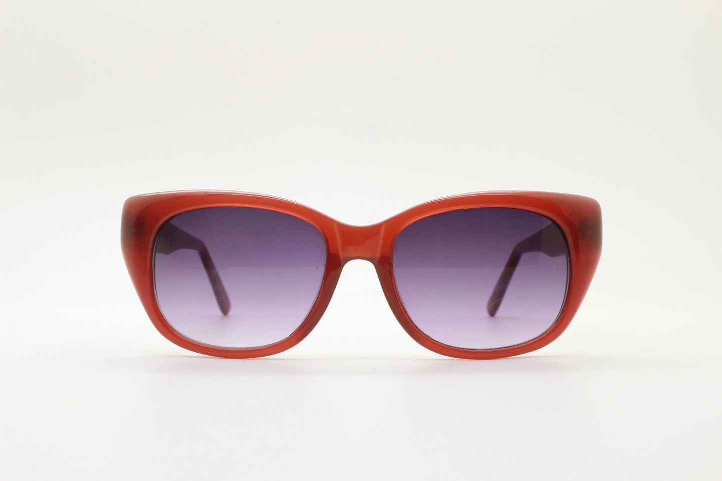 Vintage 90s rectangular cat eye sunglasses. Womens transparent brown acetate cateye in sensible proportions with graduating lenses. NOS