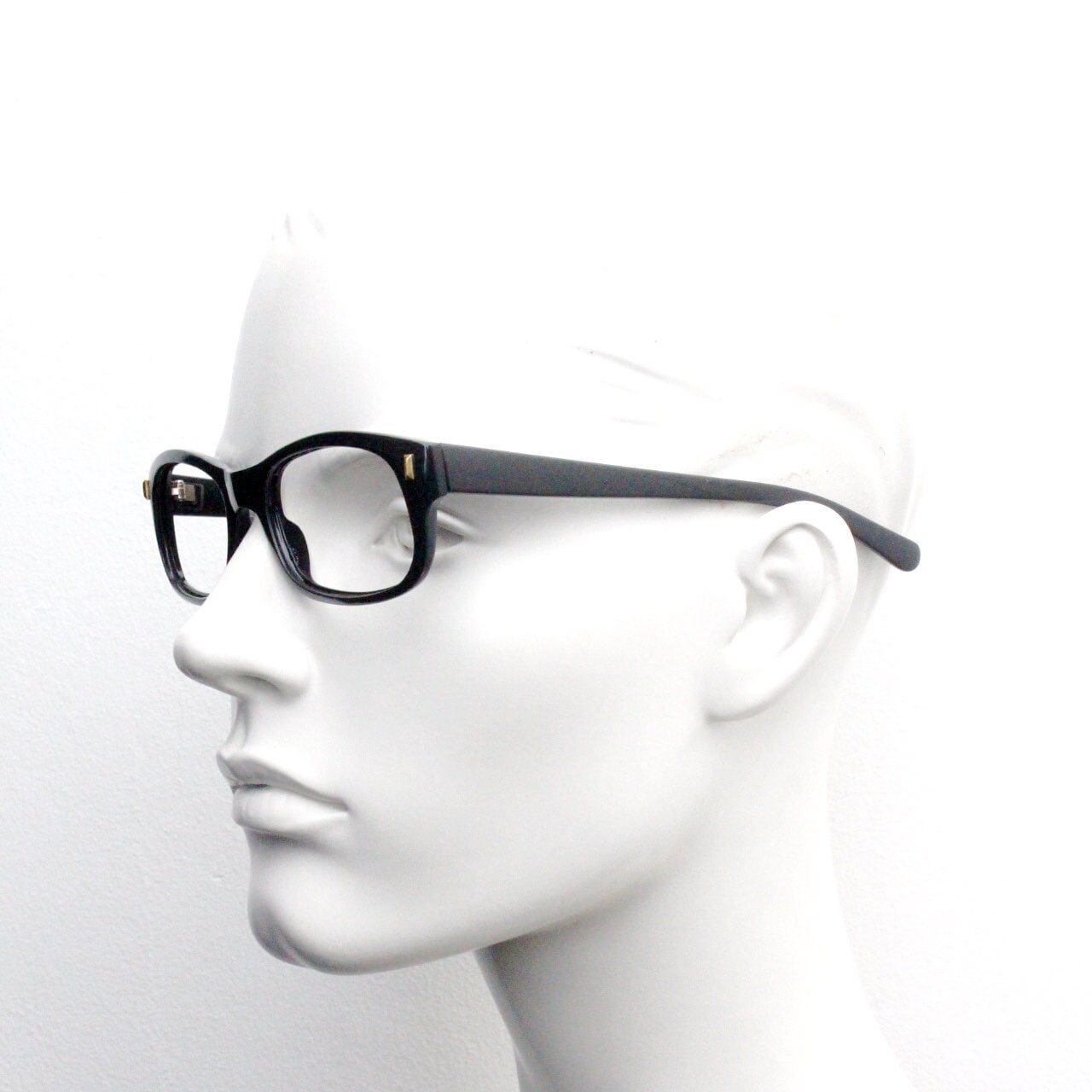 90s vintage black glasses. 60s design low profile rectangular straight arm optical frames. Prescription eyeglasses. RX Spectacles. BNWT NOS