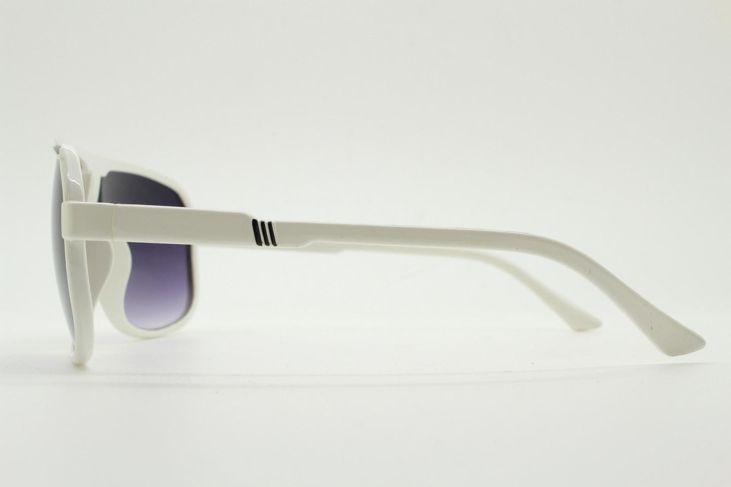 Y2K vintage square aviator sunglasses. 2000's ice white frame with graduating black lenses and stripe brow detail. 80s design NOS aviators