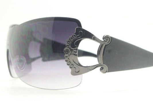 Y2K vintage futuristic visor sunglasses. 2000's black wraparound mono lens mini mask shield design. Superhero. 00's NOS