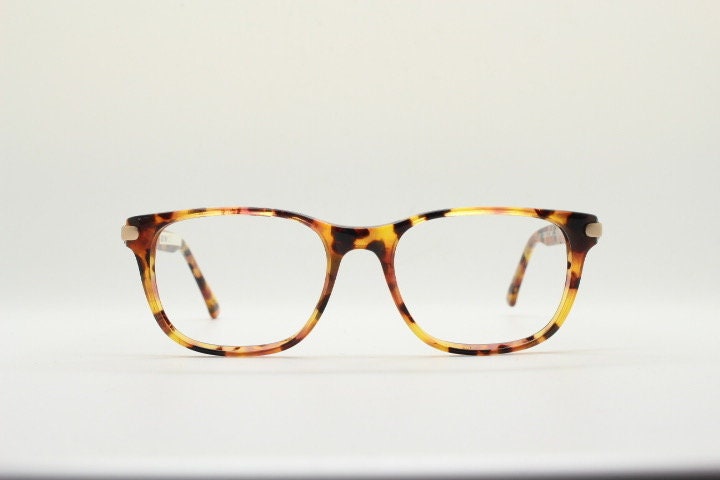 Cerruti 1881 rectangular eye glasses. Vibrant honey tortoise gloss acetate optical frame. Mens 90s vintage prescription. RX spectacles