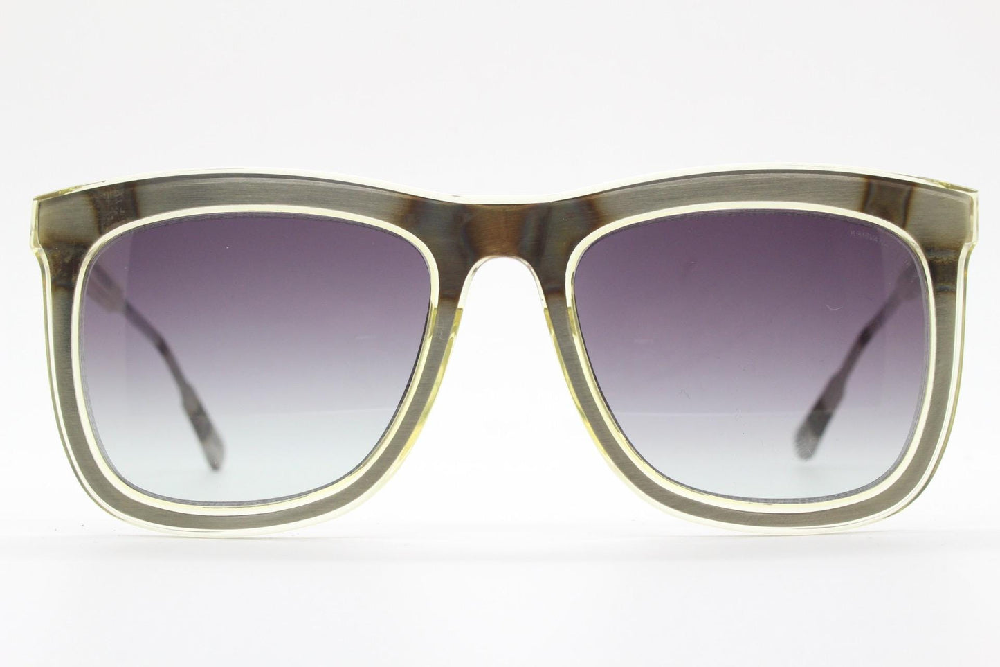 Kris Van Assche big square sunglasses made in Japan by Linda Farrow. Industrial finish steel frame encased in acetate. Vintage. NOS