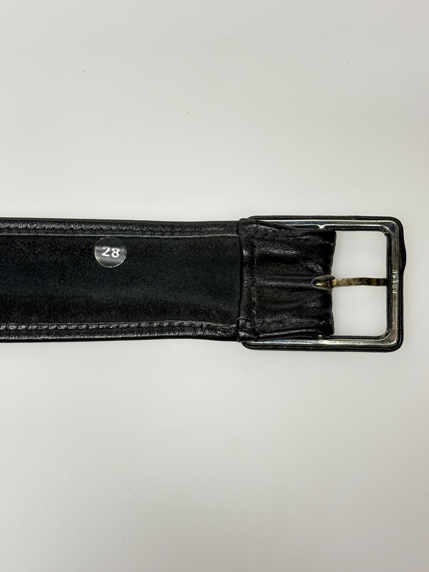 Astor 80s vintage womens leather 2" dress feature belt. Fine quality all black subtle statement belt with covered buckle. Rockabilly revival
