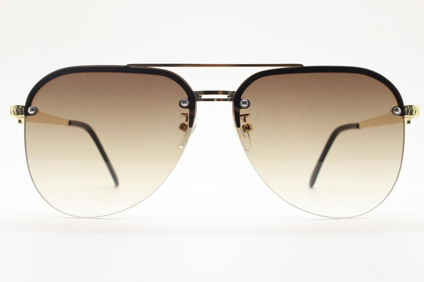 Y2K vintage half frame aviator sunglasses. Slightly large teardrop shape with greywell judged lens tone graduation. Unused 2000s NOS