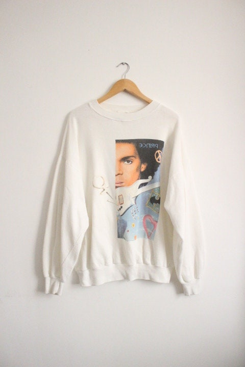 Prince fan collectors vintage 90s sweatshirt. Massive spell out 'Symbol' in song title graphic. Baggy crew neck pullover. Round neck jumper