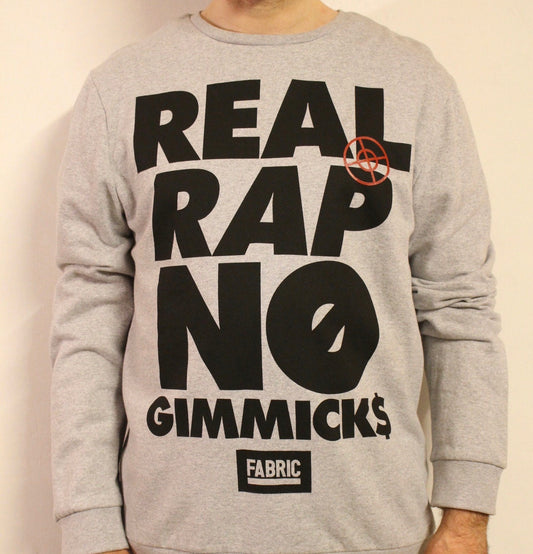 Real rap no gimmicks vintage sweatshirt by Fabric. Crew neck pullover with massive Hip Hop graphic. Round neck jumper