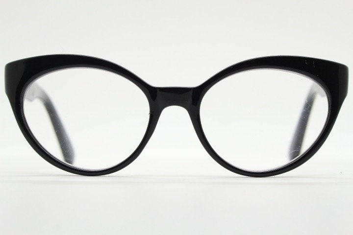 Isaac Mizrahi vintage cat eye glasses. Womens black gloss substantial cateye optical frames. Prescription eyeglasses. RX NOS spectacles
