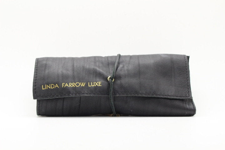 Linda Farrow Luxe sunglasses made in Japan. Blended black and tortoise layered acetate. Gallery Projects Vintage. NOS