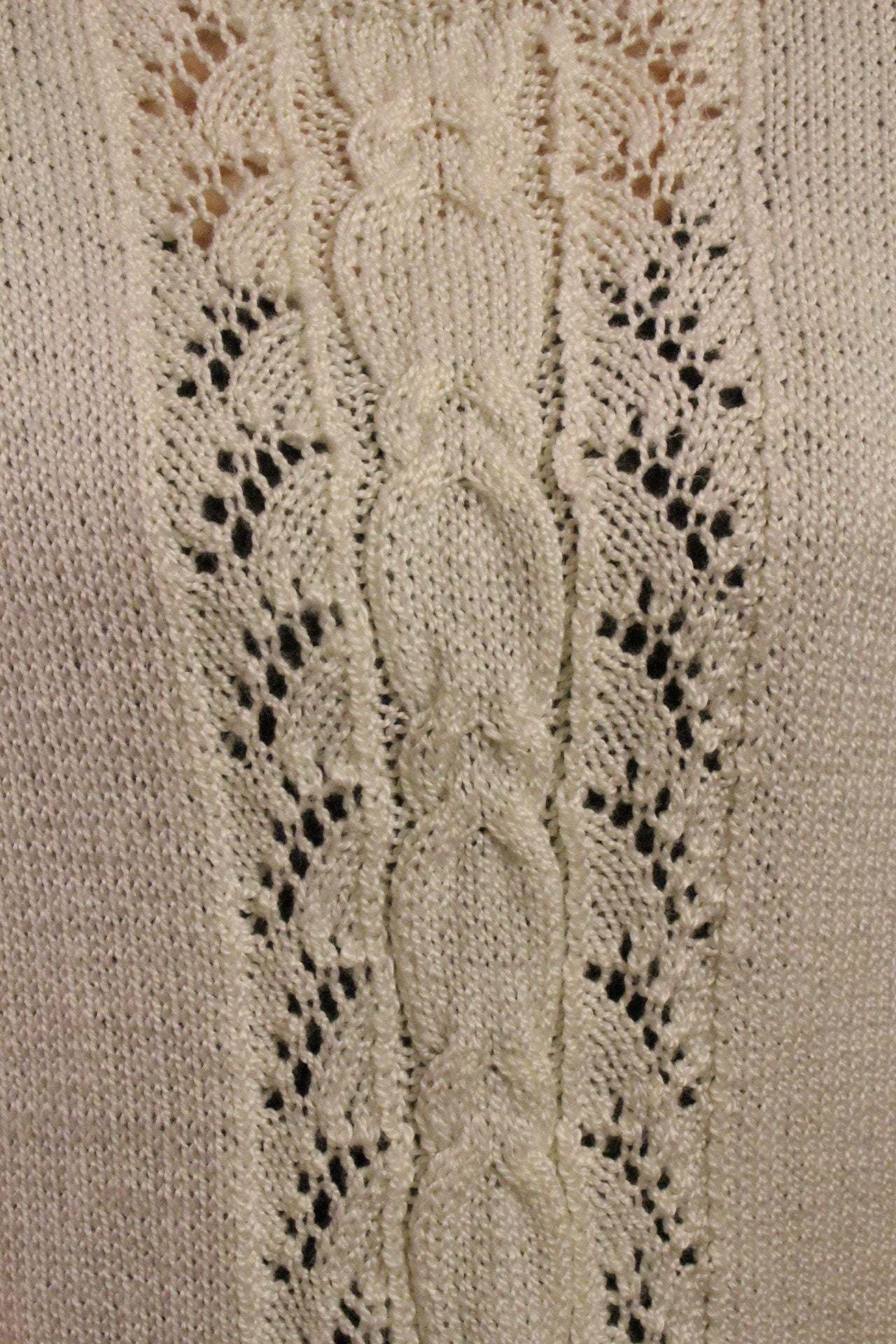 White 80s vintage crochet knit jumper. Short sleeve. Womens sweater. Knit pullover