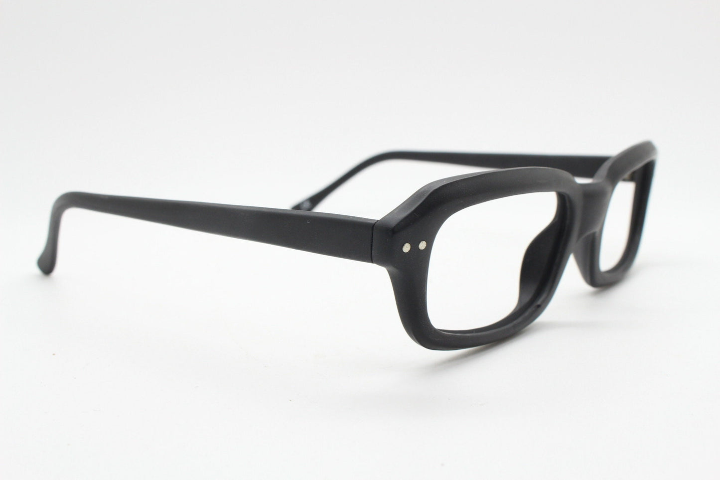 90s vintage black matt glasses. 60s design high quality rectangular optical frames. Prescription eyeglasses. RX Spectacles. BNWT NOS