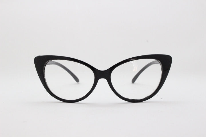 Y2K vintage pointed cat eye glasses. Black clear lens optical frames. Womens prescription eyeglasses. 50s style rockabilly spectacles. RX