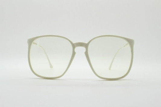 80s vintage oversized square eye glasses made in Italy. Ice white fashion grail optical frames with clear lenses Prescription eyeglasses. RX