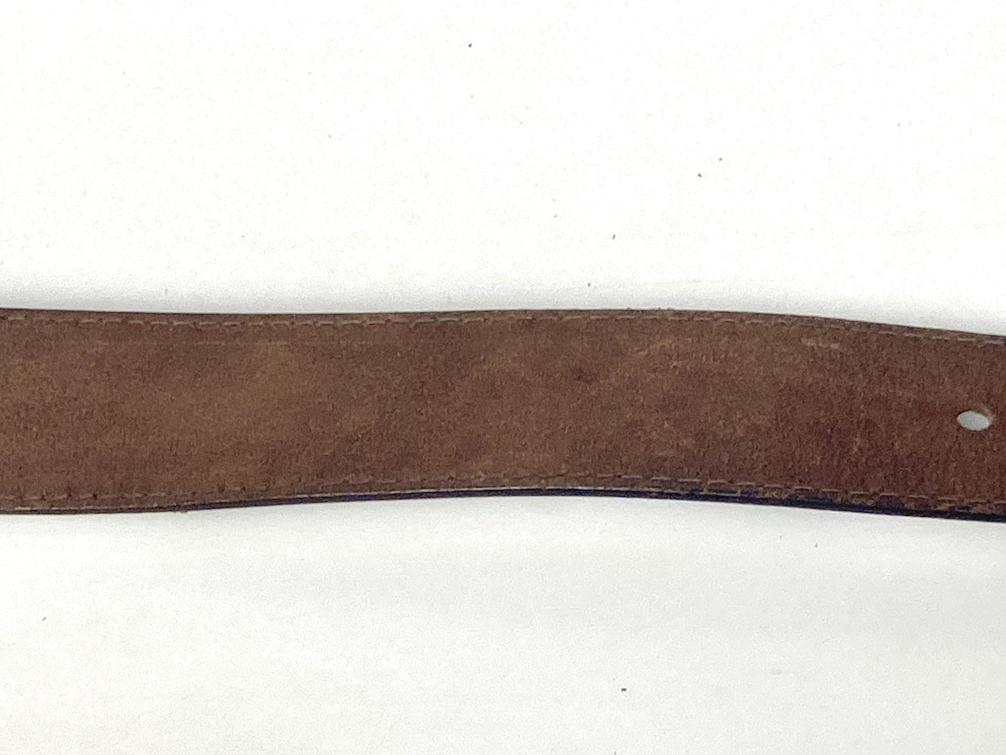 80s vintage brown genuine leather belt with covered brass buckle for jeans or trousers. Substantial quality cowhide made in England by Next