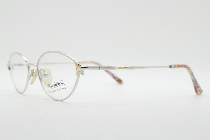 Oliver Goldsmith 90s vintage oval eye glasses model 0839. Silver and gold wire optical frames. Prescription eyeglasses. RX NOS spectacles