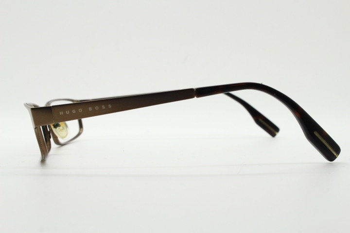 Hugo Boss vintage rectangular eye glasses. Handsome brown metallic finish optical frame. Prescription eyeglasses. RX spectacles