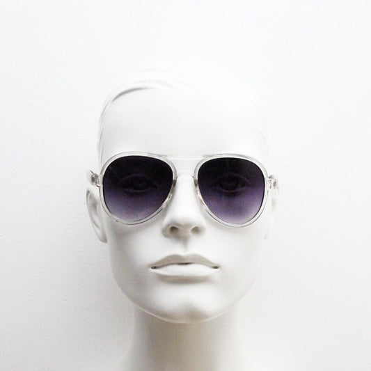 Y2K vintage aviator sunglasses. 2000's transparent and brown frame with with black graduating lenses. 70s design 00's NOS aviators.