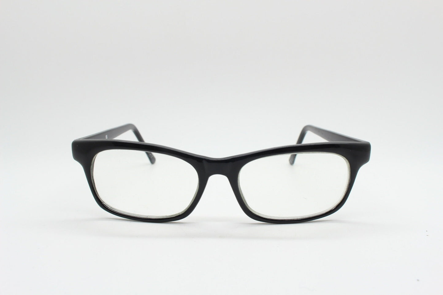 90s vintage black low profile glasses. 60s design rectangular gloss acetate optical frames. Prescription eyeglasses. RX Spectacles. BNWT NOS