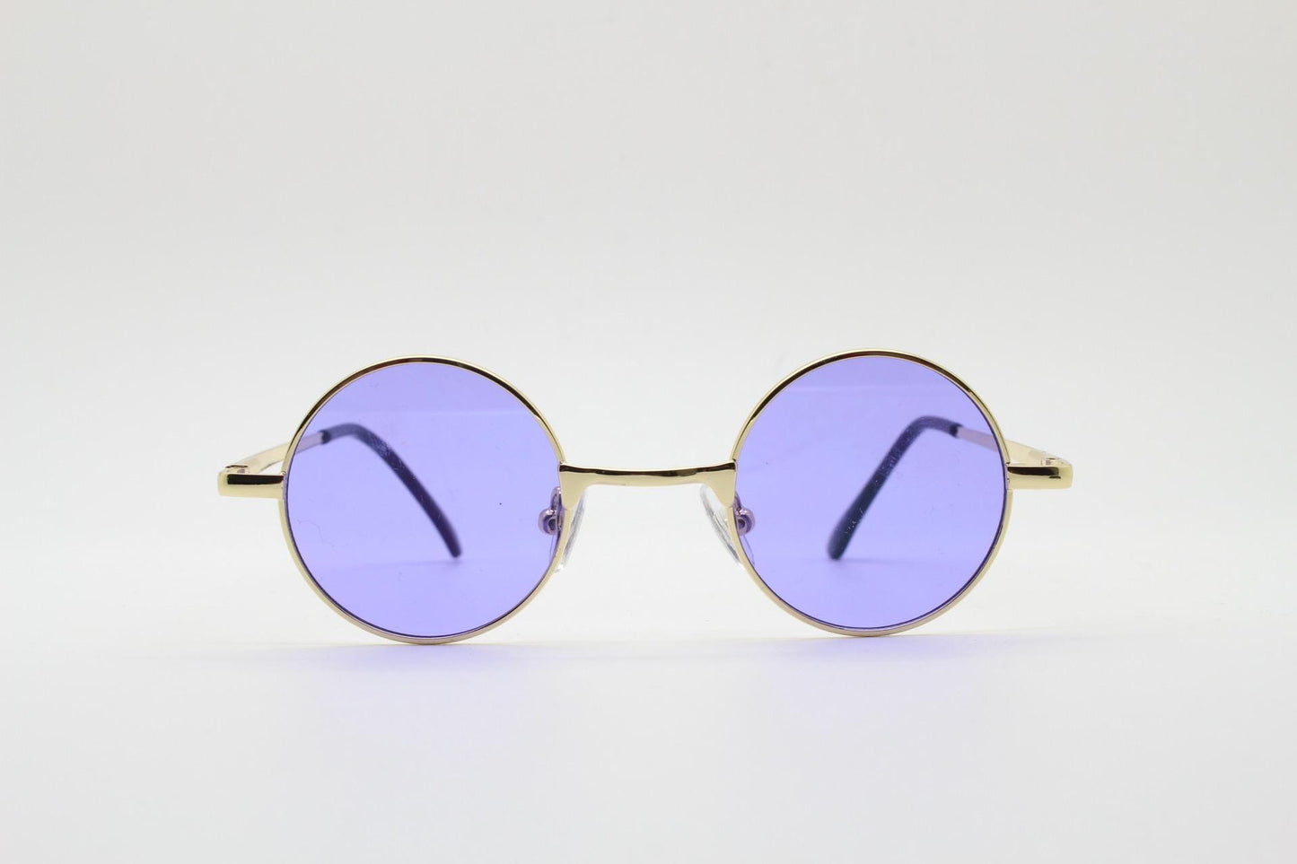 Kids 90s round vintage sunglasses. Rose gold metal frame with purple lenses. Childrens. John Lennon. Unused NOS. Full UV protection