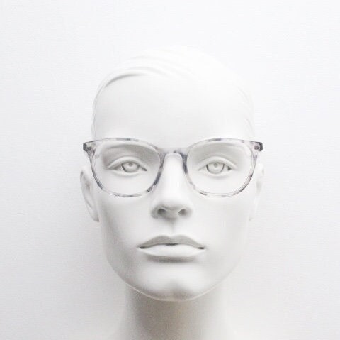 Ace and Tate modified wayfarer design eye glasses hand made in Italy. Crystal acetate optical frame with cloudy gery tones. Prescription RX
