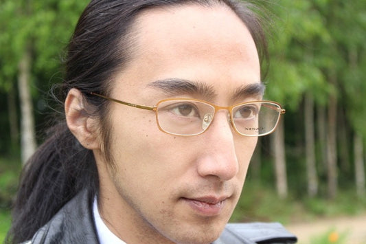 MS&F 90s vintage rectangular eye glasses. Flexible metallic brown chrome flat metal  optical frame. Prescription RX. NOS