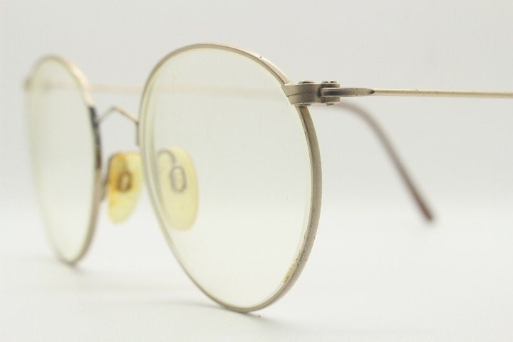 90s vintage round panto metal eye glasses. Accurate 30s reproduction optical frames in satin finish. Prescription eyeglasses. RX spectacles