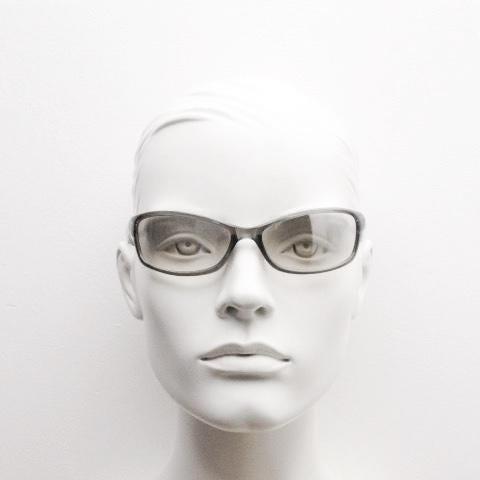 Y2K vintage futuristic sunglasses. Gloss white and grey wrap around shield style frame with light tone lenses. Cosplay visor. 2000s NOS