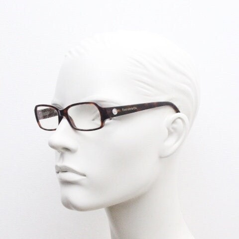 Tiffany and Co rectangular eye glasses. Luxury low profile tortoise acetate optical frames. Prescription eyeglasses. RX vintage spectacles