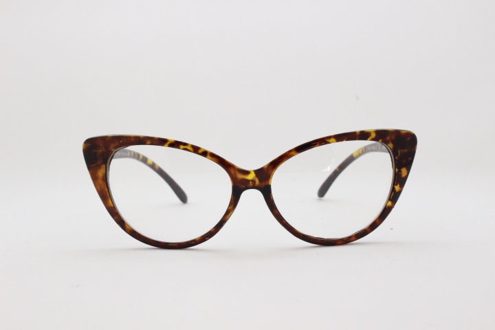 Y2K vintage pointed cat eye glasses. Tortoise clear lens optical frames.  Womens prescription eyeglasses. 50s style rockabilly spectacles