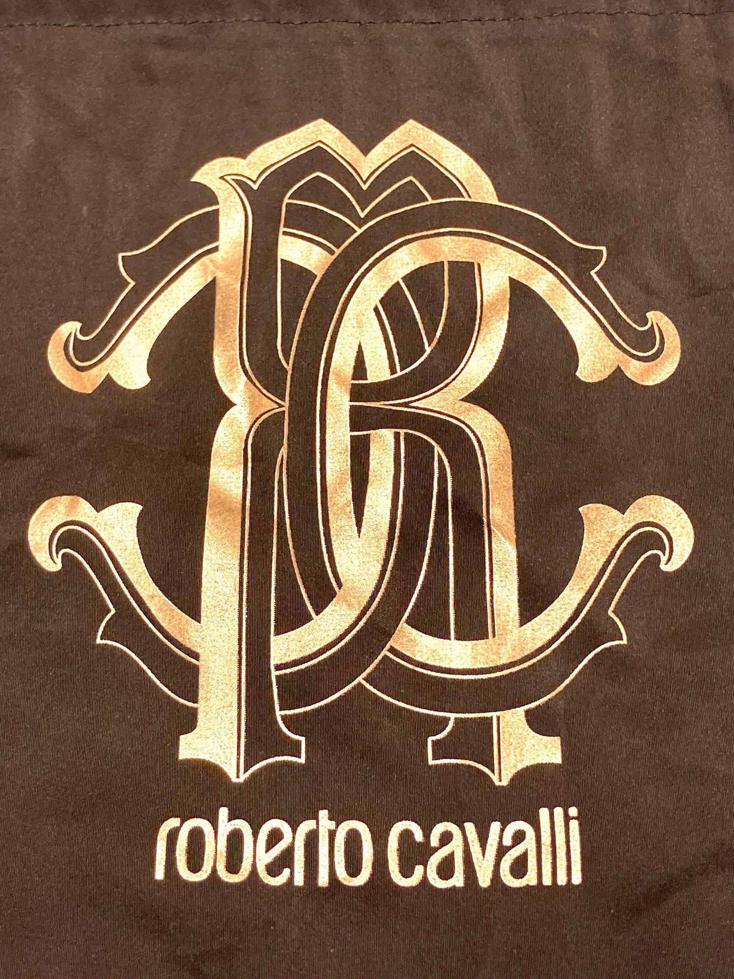 Roberto Cavalli Y2K vintage belt. Brown velvet with tape edge, Logo 'shield' buckle and leather back. Made in Italy. Mens NOS with dust bag