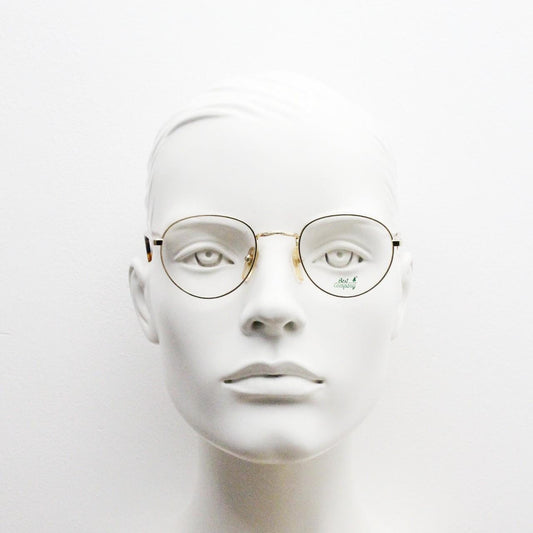 90s vintage round panto metal eye glasses by Best Co. Minimal gold optical frames with tortoise arms. Prescription eyeglasses. RX spectacles