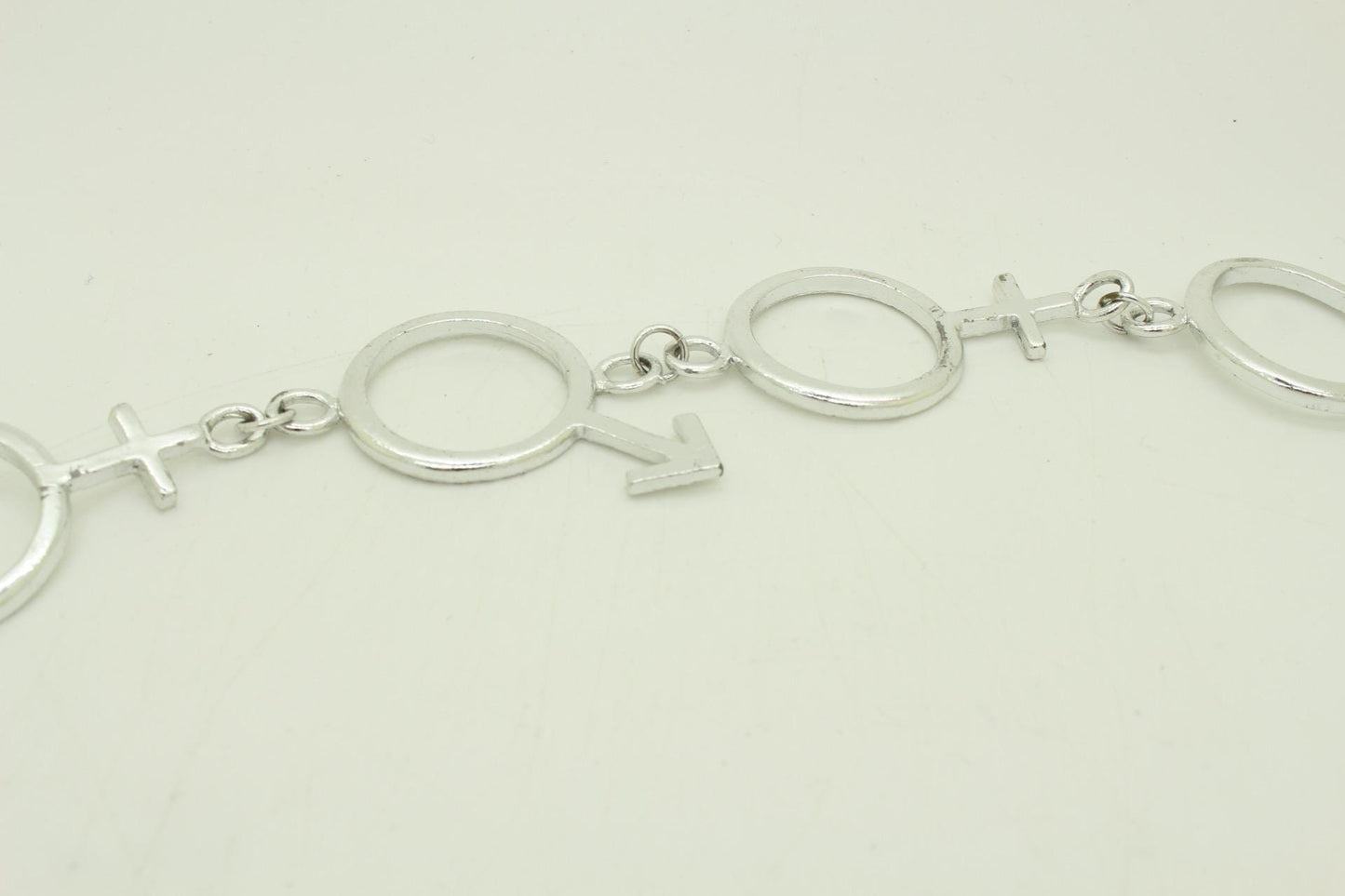90s vintage massive chain necklace. Bombastic silver chrome with CND 'peace' emblem. Essential original ravers accessory. Unused NOS