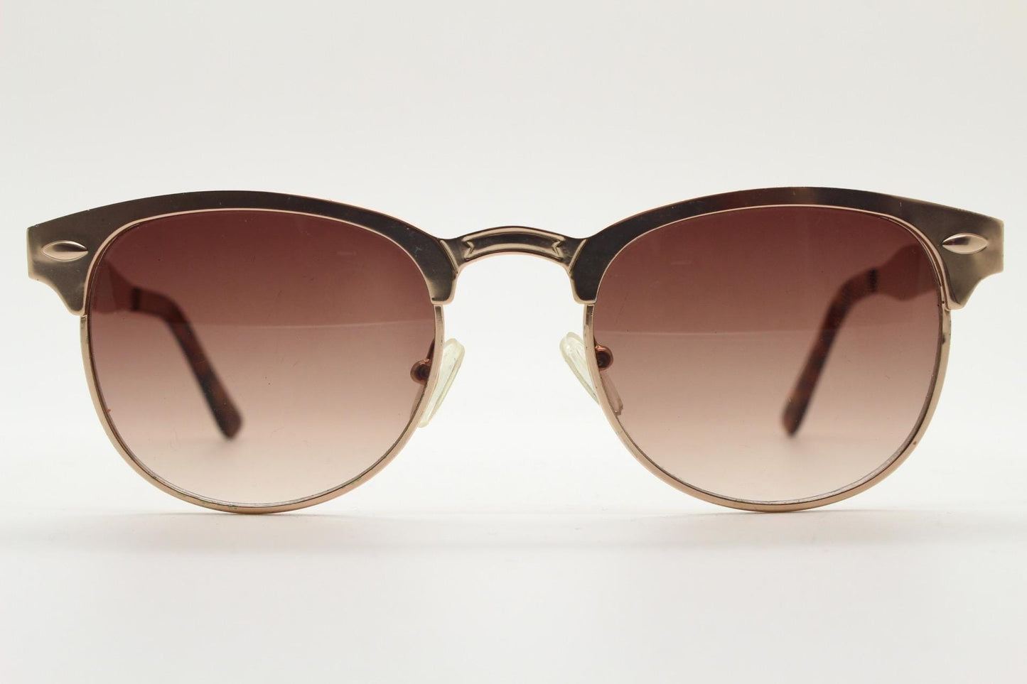 90s vintage gold browline sunglasses. All time classic  50s, 60s design in solid metal satin finish frame with brown lenses