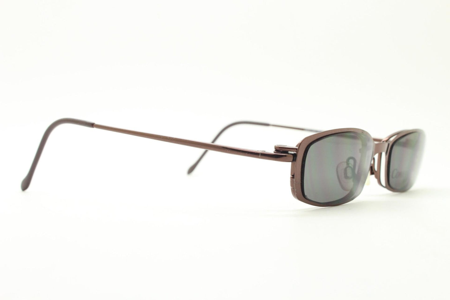 90s vintage small rectangular eye glasses by Convertibles with magnetic clip on sunglasses. Optical frame. Prescription RX spectacles. NOS
