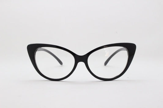 Y2K vintage pointed cat eye glasses. Black clear lens optical frames. Womens prescription eyeglasses. 50s style rockabilly spectacles. RX