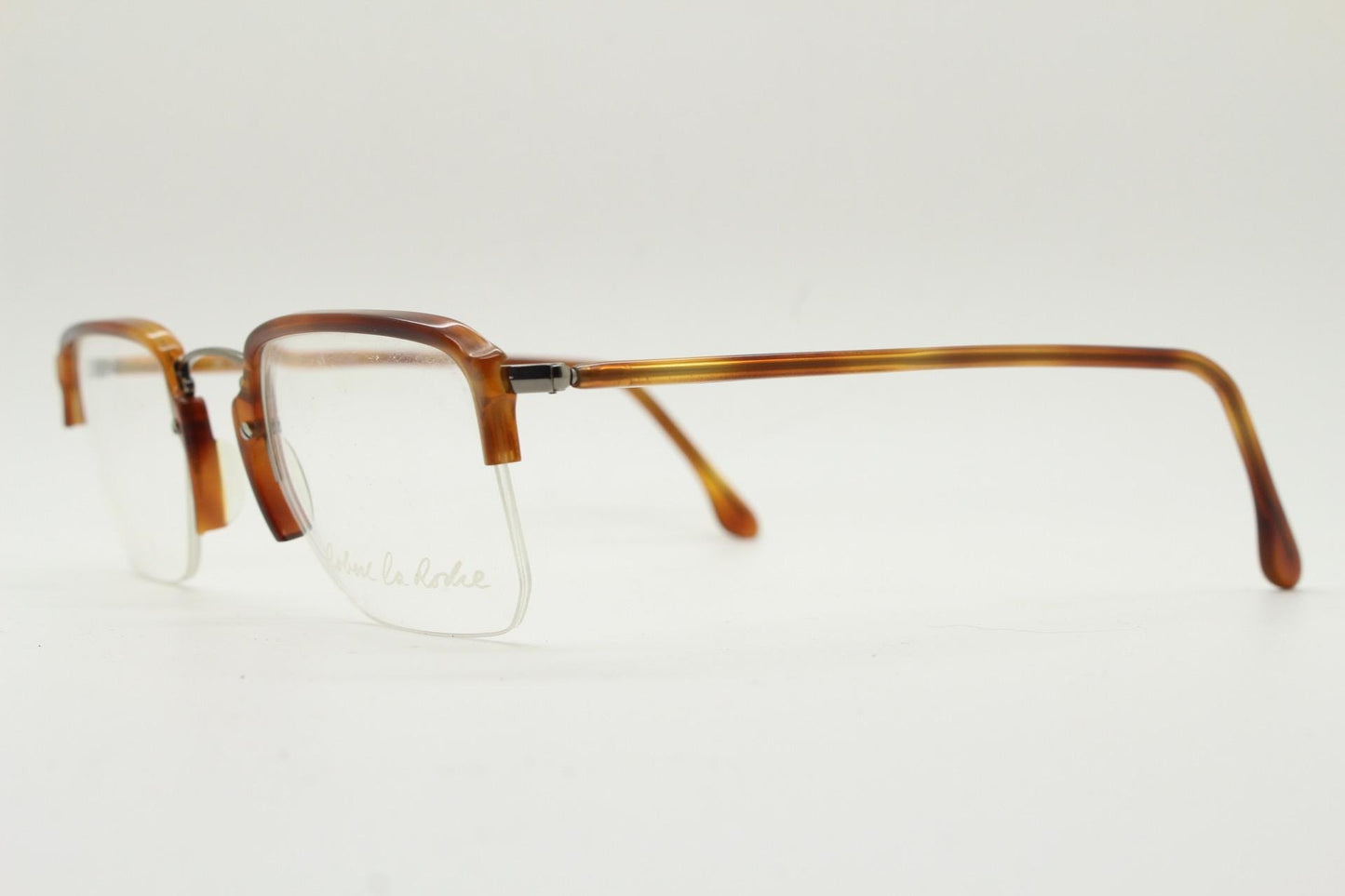 Robert La Roche rectangular half frame eye glasses made in Italy. 90s vintage minimal brown optical frame. Prescription eyeglasses RX. NOS
