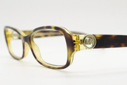 Michael Kors vintage rectangular eye glasses. Tortoise layered acetate low profile cateye optical frame. Womens prescription spectacles