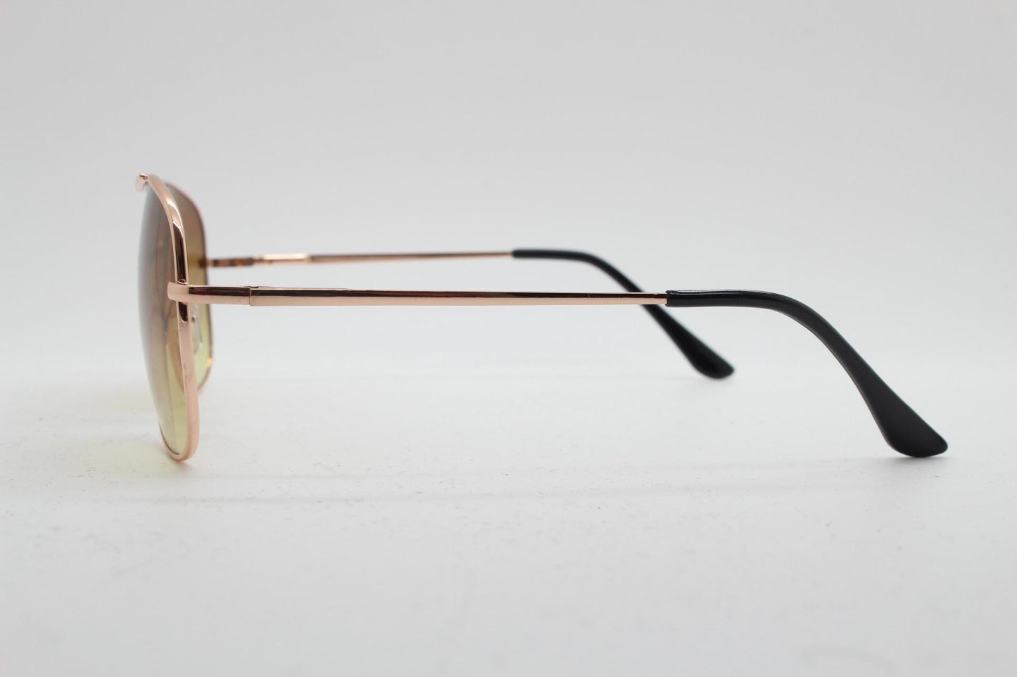 Y2K vintage square aviator sunglasses. Gold gloss metal frame 70s style aviators with sizzling brown graduating lenses. 2000s. Unused NOS