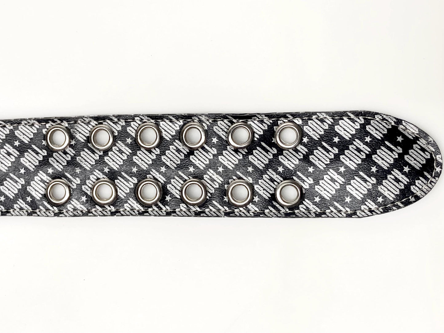 Paul Frank Y2K vintage mens big 'Rock n Roll' designer belt in black and silver. Made in the USA. 2000s NOS Mens large