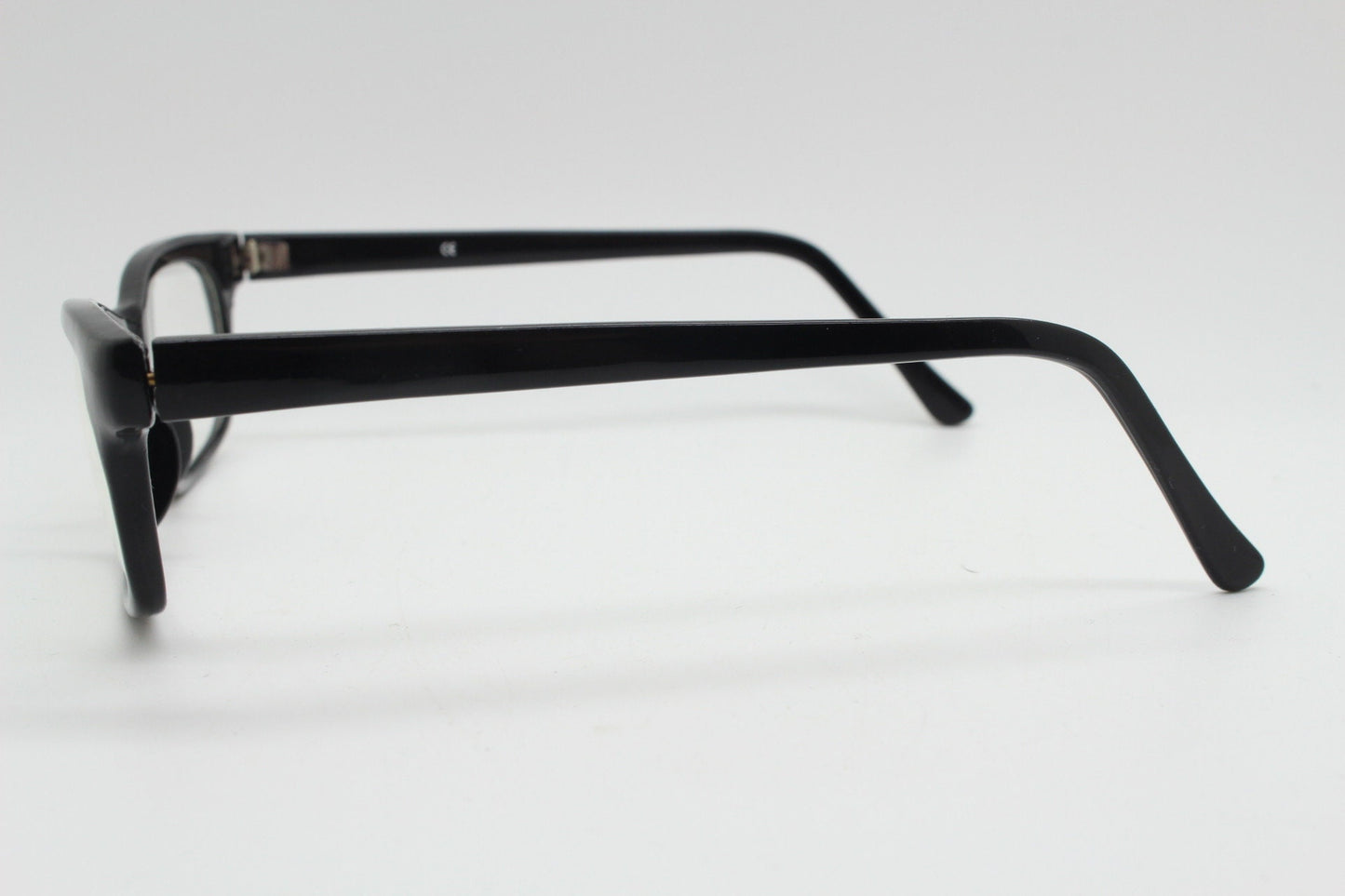 90s vintage black low profile glasses. 60s design rectangular gloss acetate optical frames. Prescription eyeglasses. RX Spectacles. BNWT NOS