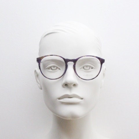 Collezione Azzurro vintage round eye glasses from Italy. Authentic 80s purple marbled acetate optical frame. Prescription RX eyeglasses