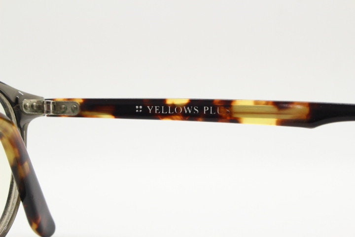 Yellows plus round eye glasses made in Japan. Tortoise 30s design acetate optical frame. Prescription eyeglasses. RX vintage