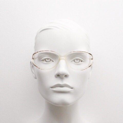 Valentino 90s vintage eye glasses made in Italy. Crystal and abstract pattern optical frames with golden forked arms. Prescription RX
