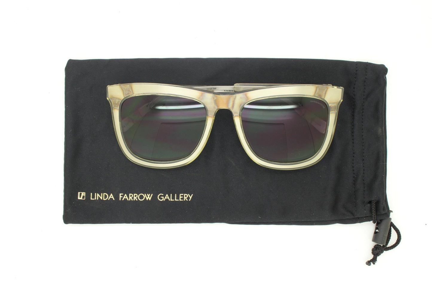 Kris Van Assche big square sunglasses made in Japan by Linda Farrow. Industrial finish steel frame encased in acetate. Vintage. NOS