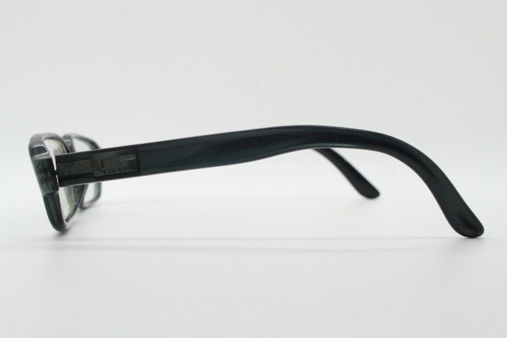 Gucci rectangular eye glasses made in Italy. Unisex dark grey acetate low profile optical frames. Prescription eyeglasses. RX spectacles