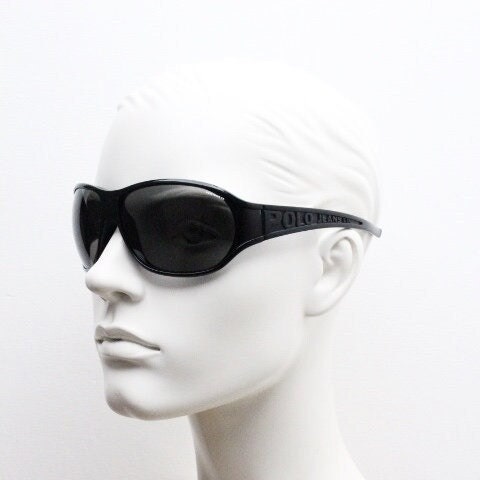 Ralph Lauren Polo Jeans Co Y2K vintage bug eye sunglasses model Fly Way BPPR7. 2000's wraparound mini mask shield with big spell out logo