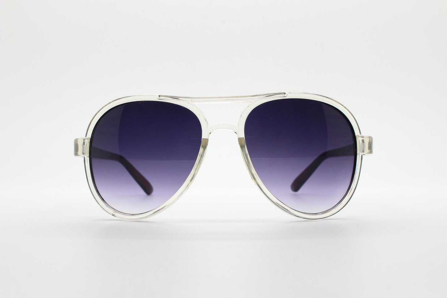 Y2K vintage aviator sunglasses. 2000's transparent and brown frame with with black graduating lenses. 70s design 00's NOS aviators.