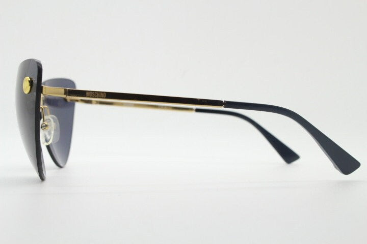 Moschino oval cat eye sunglasses model 082/S. Womens frameless cateye in perfect proportions with golden metal brow line
