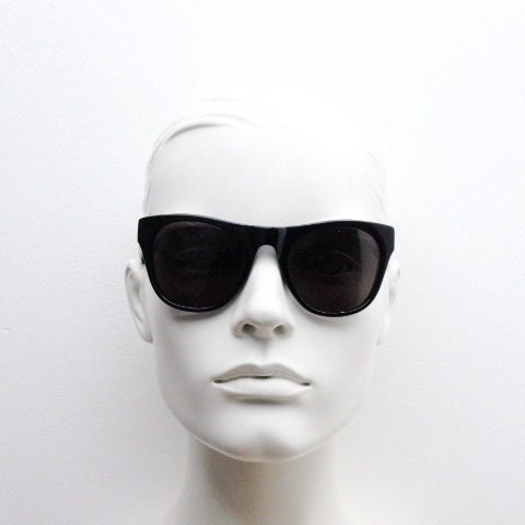 Linda Farrow Collaborations sunglasses with LUELLA. Limited production black acetate chunky wayfarer design with heart crests. NOS vintage
