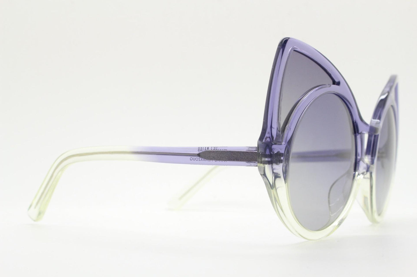 Linda Farrow huge cat eye sunglasses. Purple version of the true original that caused a million copies. Khaleda + Fahad Projects Vintage NOS
