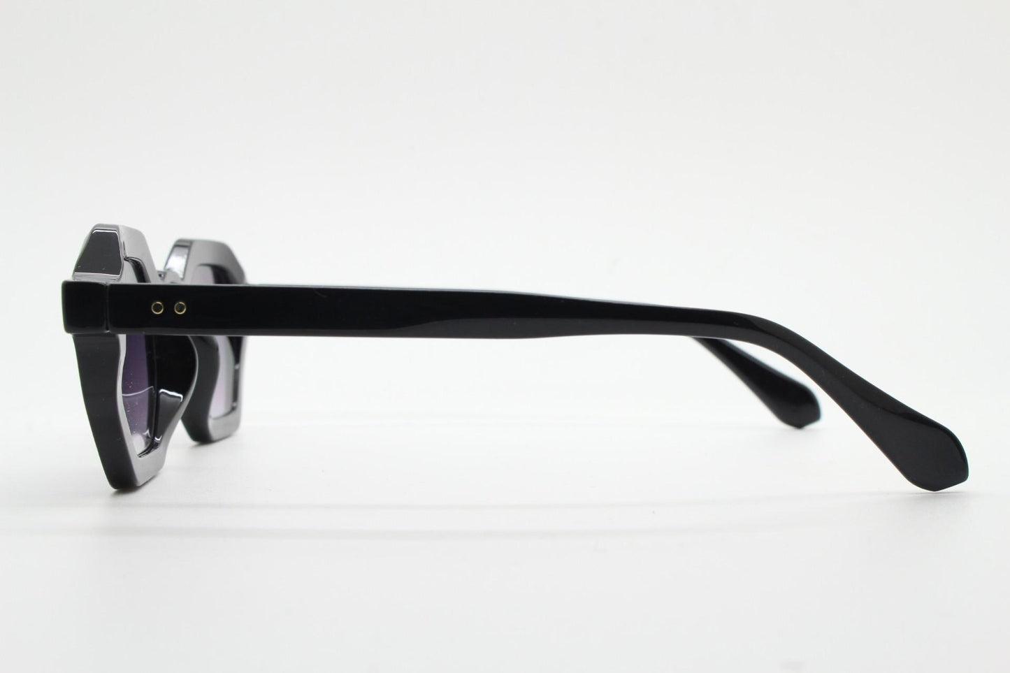90s vintage hexagon sunglasses. 6 sided black 60s design gloss low profile frame with graduating lenses. BNWT. NOS Octagon